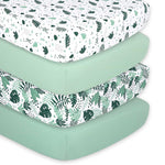 Green Botanical 4-Pack Fitted Crib Sheet Set
