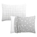 Grey Star, Windowpane Organic Cotton Pillow Cases for Baby Boys and Girls, 2-Pack