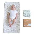 Sage, Taupe Floral Organic Cotton Changing Pad Covers for Baby Girls, 2-Pack