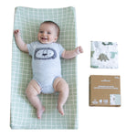 Sage Dino, Windowpane Organic Cotton Changing Pad Covers for Baby Boys, 2-Pack