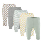Playful Neutral Pants for Baby Boys and Girls, 5-Pack