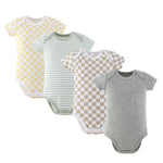 Playful Neutrals Bodysuits for Baby Boys and Girls, 4-Pack