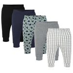 Dino Boy Pants for Baby Boys, 5-Pack