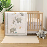 Crib Bedding Set for Baby Boys and Girls, Elephant Whimsy, 3 Pieces