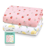 Strawberry Lemonade Bassinet Sheets for Baby Girls, 2-Pack