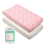 Strawberry Lemonade Changing Pad Covers for Baby Girls, 2-Pack