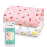 Strawberry Lemonade Playard Sheets for Baby Girls, 2-Pack
