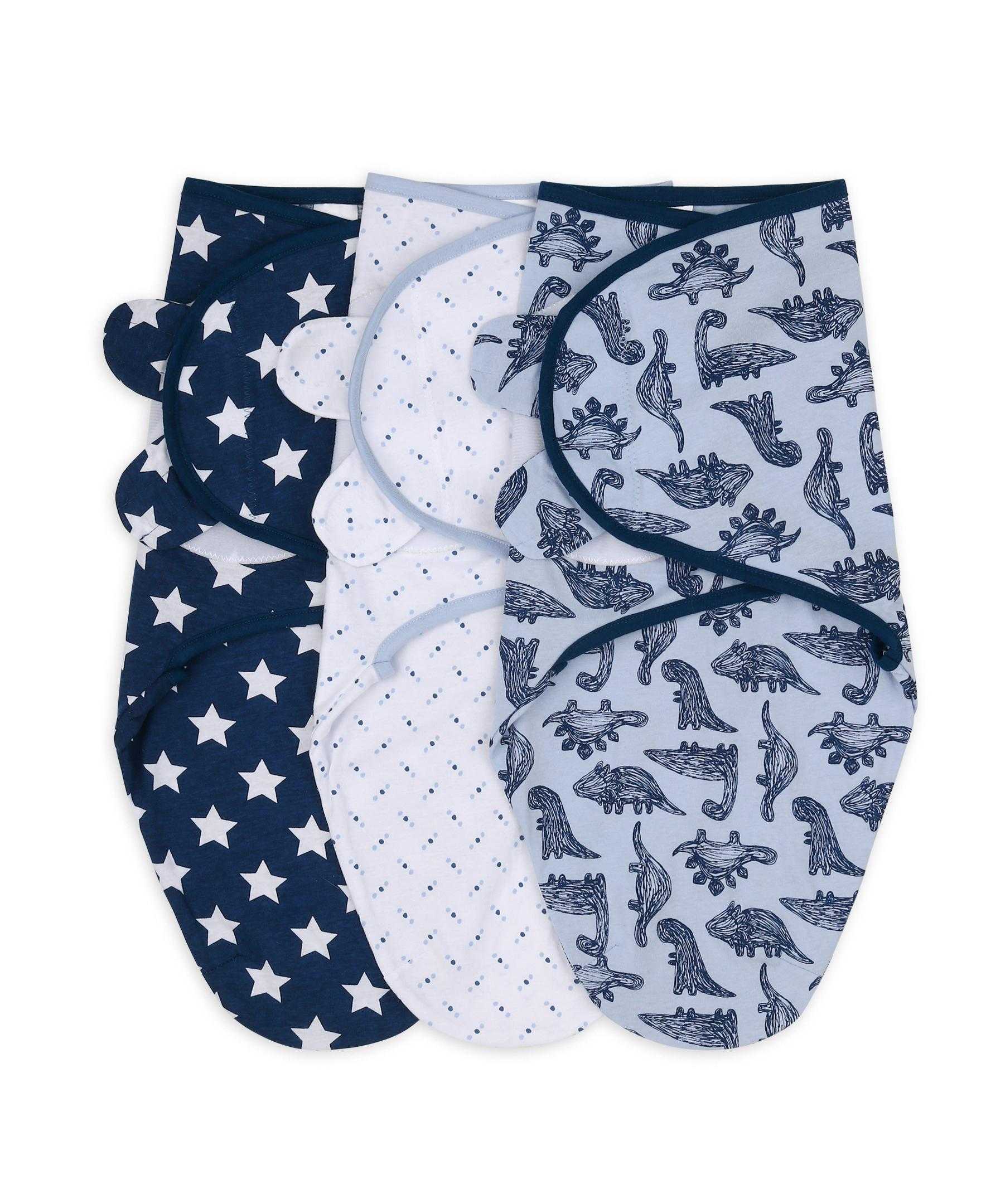 Blue Dinosaur Baby Boy Swaddle Blankets Set of
