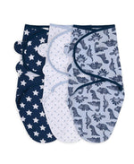 Blue Patterned Swaddles, 3-Pack Set