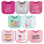 Pink Baby Girl Terry Bib Set of 8 Farallon Brands