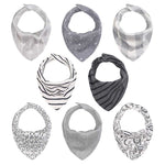 Bandana Baby Drool Bibs, Unisex, Cotton, 8-Pack, Greys