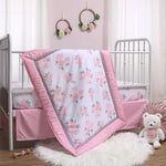 Pink Floral 3-Piece Crib Bedding Set