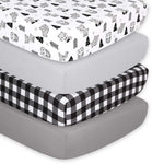 Grey Woodland 4-Pack Fitted Crib Sheet Set