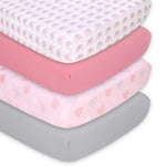 Pink Elephants 4-Pack Baby Girl Fitted Crib Sheet Set