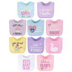 Terry Baby Bibs, 10-Pack, Pastel Girl
