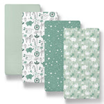 Green Safari Baby Bassinet Sheets 4-Pack for Boys and Girls