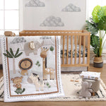 Safari Serenity 4 Piece Organic Cotton Baby Crib Bedding Set for Boys & Girls