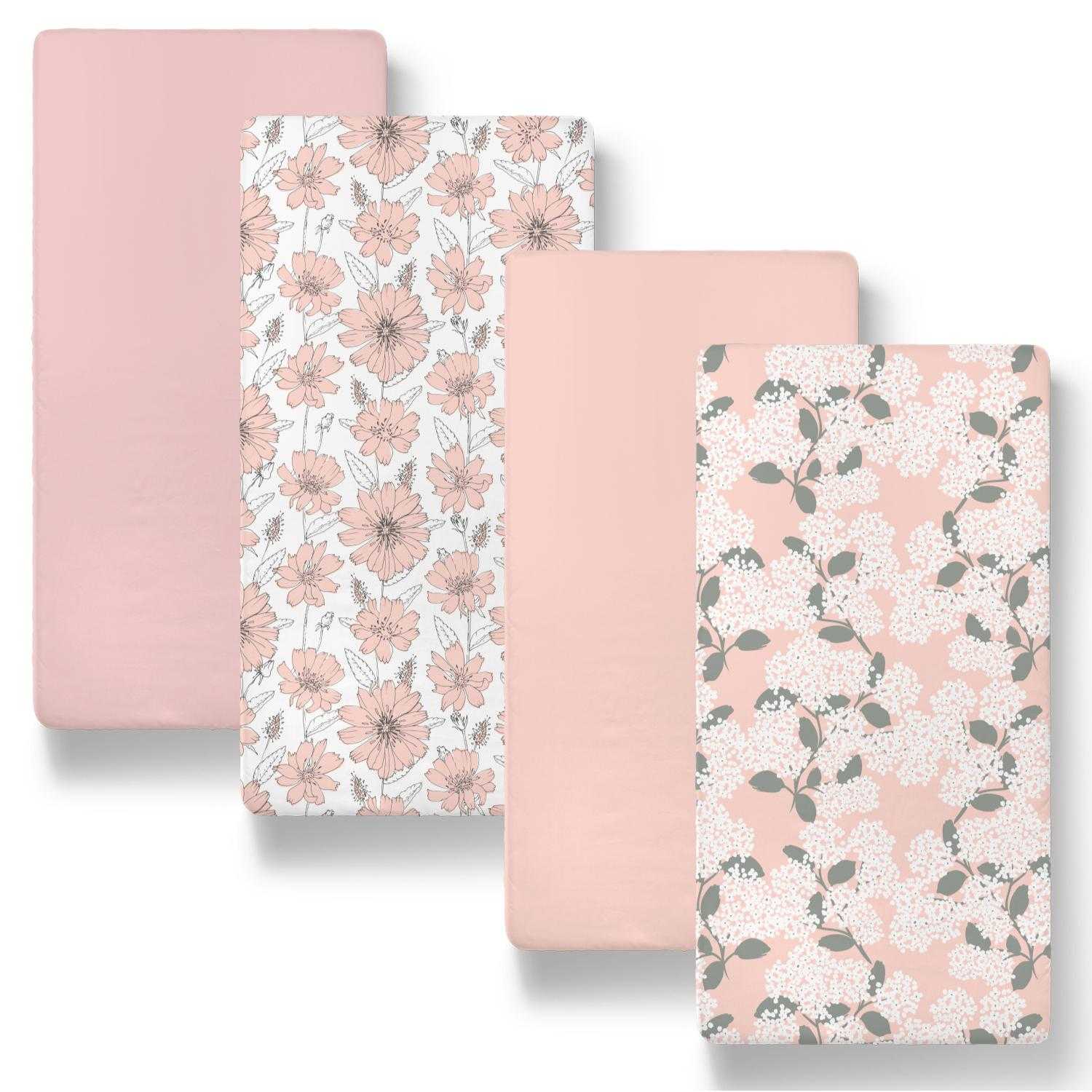joolz bassinet sheet The Peanutshell Cottage Floral Organic Cotton Jersey 4 Pack Bassinet Sheets