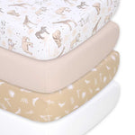 Caramel Safari 4-Pack Fitted Organic Jersey Crib Sheet Set
