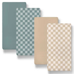 Check Organic Cotton Jersey Bassinet Sheets, 4-Pack