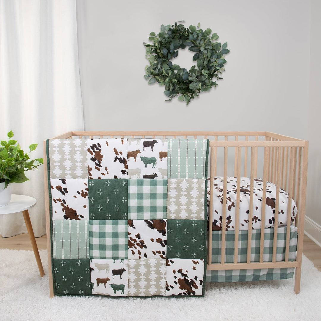 The Peanutshell Boho Farm 3 Piece Baby Crib Bedding Set for Boys & Girls