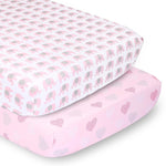 Pink Elephants 2-Pack Baby Girl Fitted Crib Sheet Set
