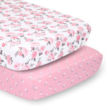 Pink Roses 2-Pack Baby Girl Fitted Crib Sheet Set