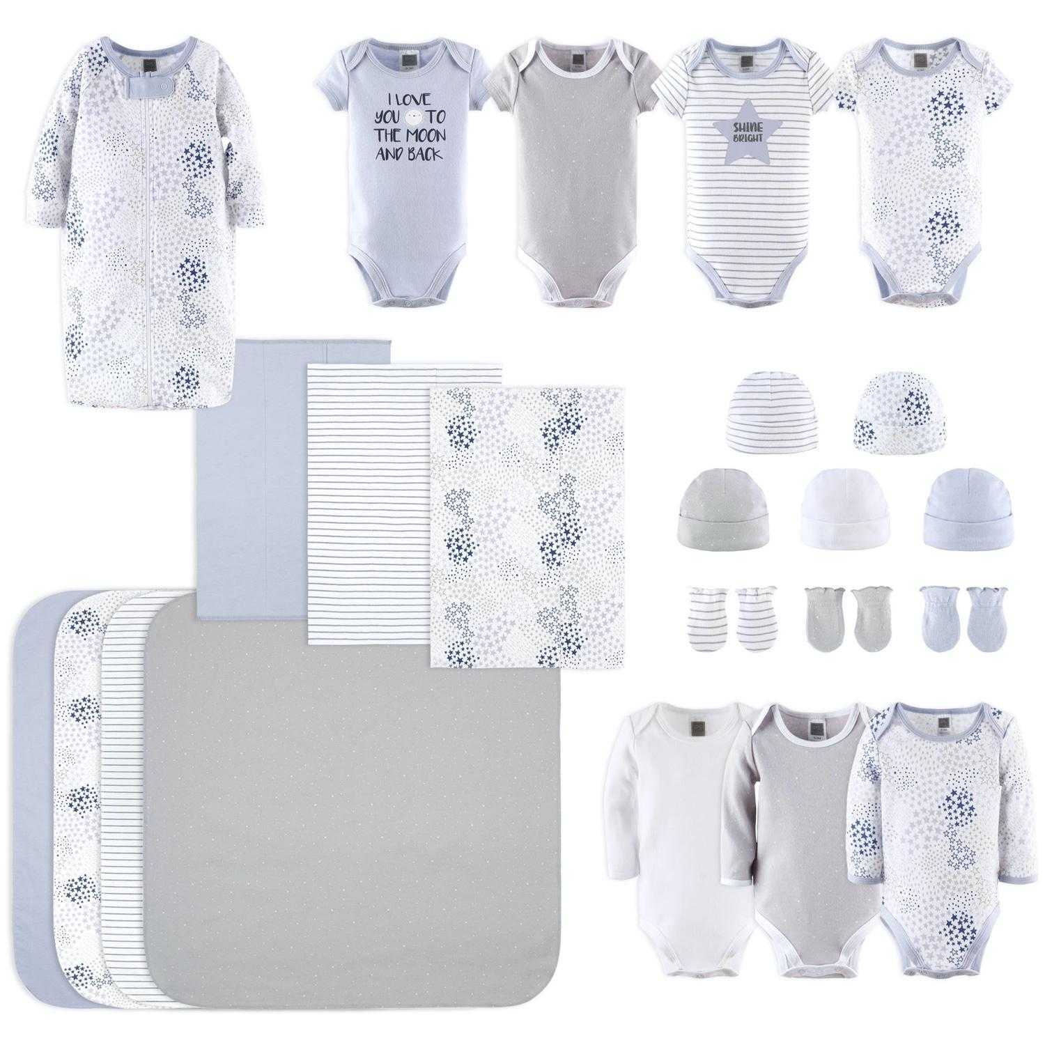 Blue, Grey Baby Layette Gift Set, 23 Piece