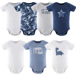 Blue Camo Baby Boy Short Sleeve Bodysuits, 7 Pack