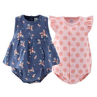 Navy Floral Baby Girl Rompe...