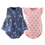 Navy Floral Baby Girl Rompers