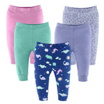 Dino Girl Baby Pants, 5-Pack, Newborn to 24 Months