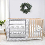 Elephant Walk 3 Piece Baby Crib Bedding Set for Boys & Girls