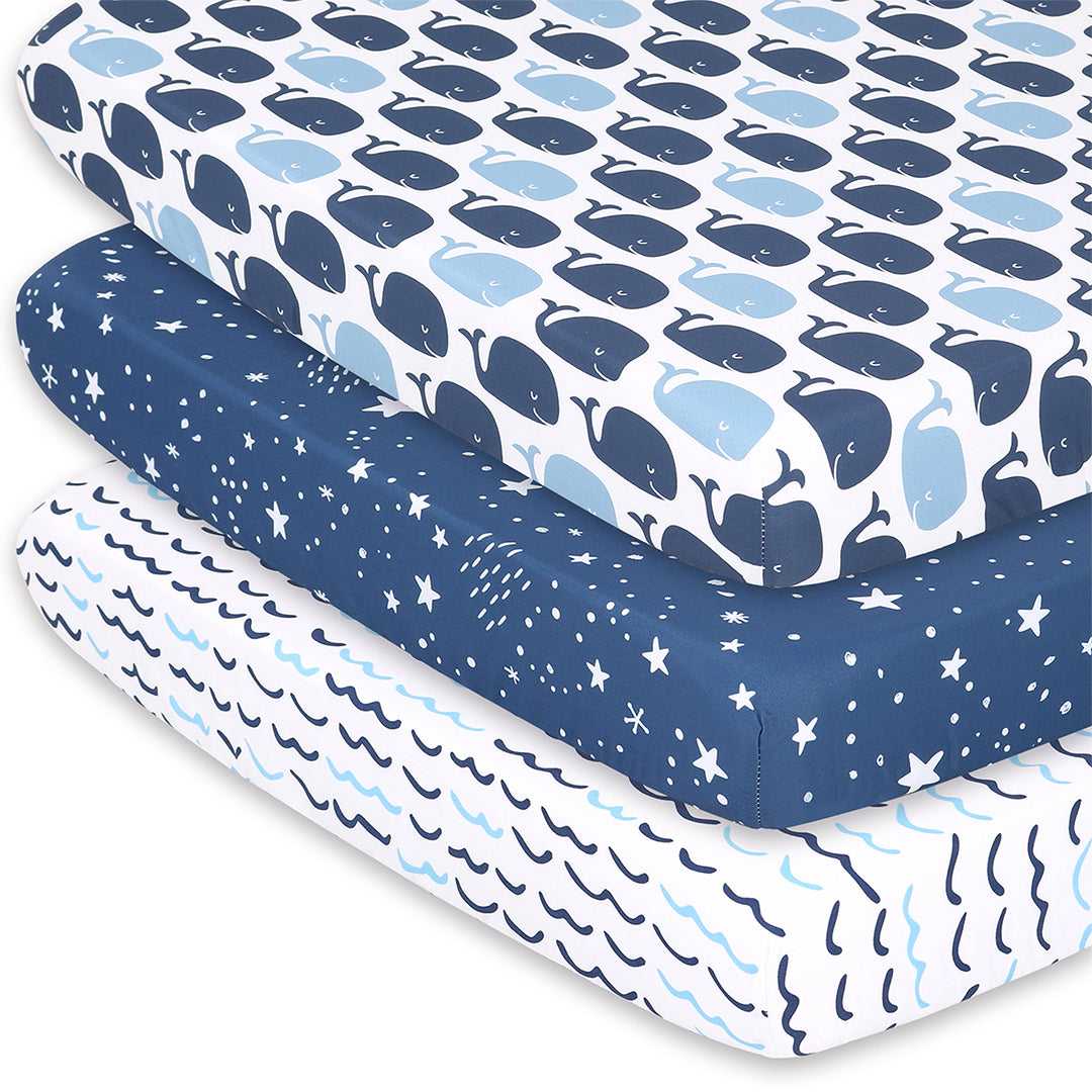 Nautical Playard Mini Crib Sheets, 3-Pack, Stylish