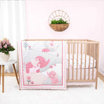 Pink Elephant 3 Piece Baby Crib Bedding Set for Girls