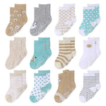Gray Mint Organic Baby Boy or Girl Baby Socks, 12-Pack
