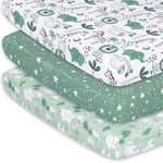 Green Safari Playard Mini Crib Sheets, 3-Pack