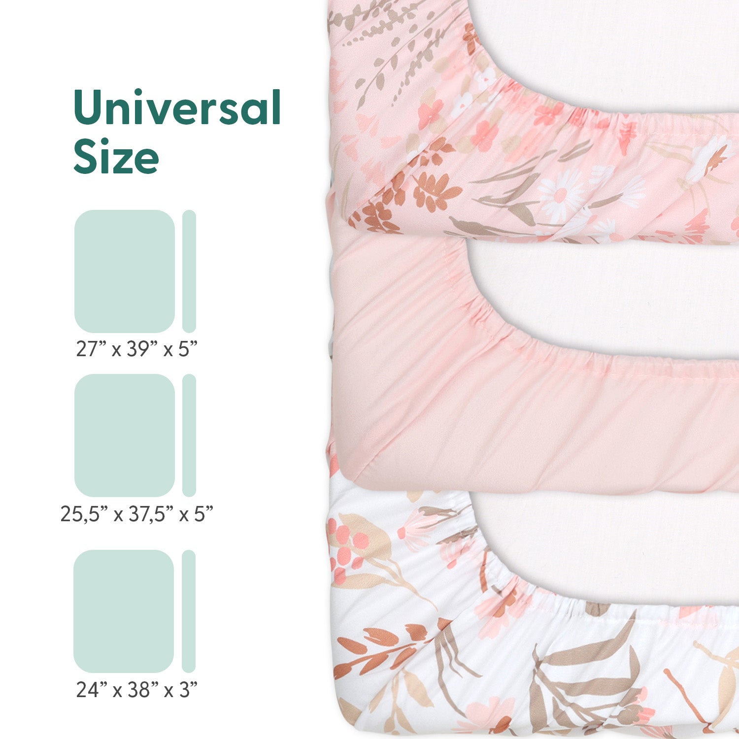 Whimsical Floral Playard Mini Crib Sheets, 3-Pack