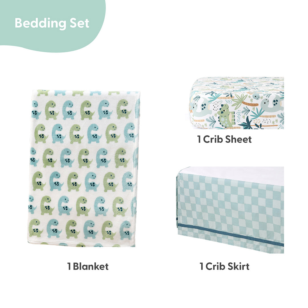 Dinosaur 3-Piece Crib Bedding Set The Peanutshell