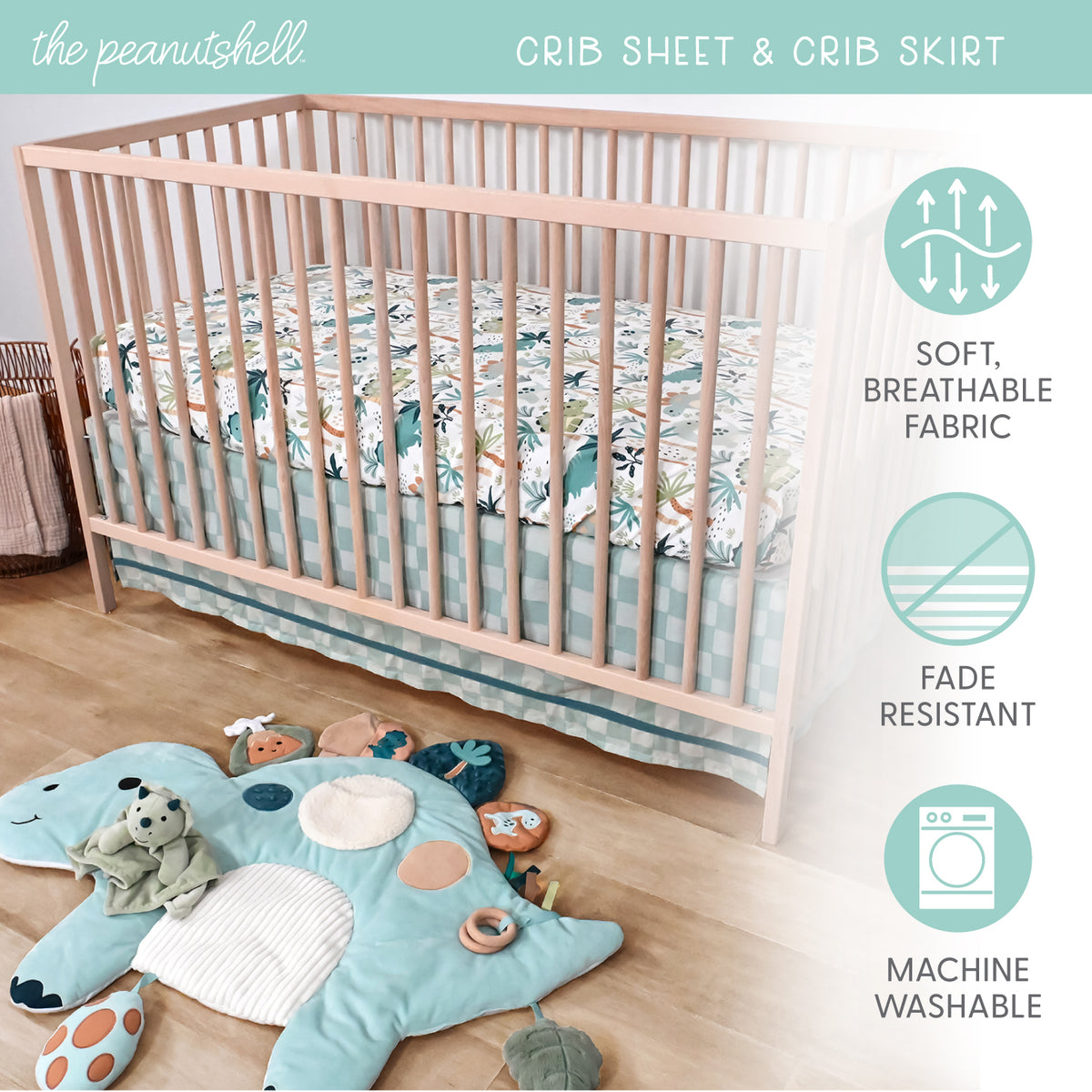 Dino 4-Piece Tummy Time Mat and Security Blanket Crib Bedding Set Farallon Brands