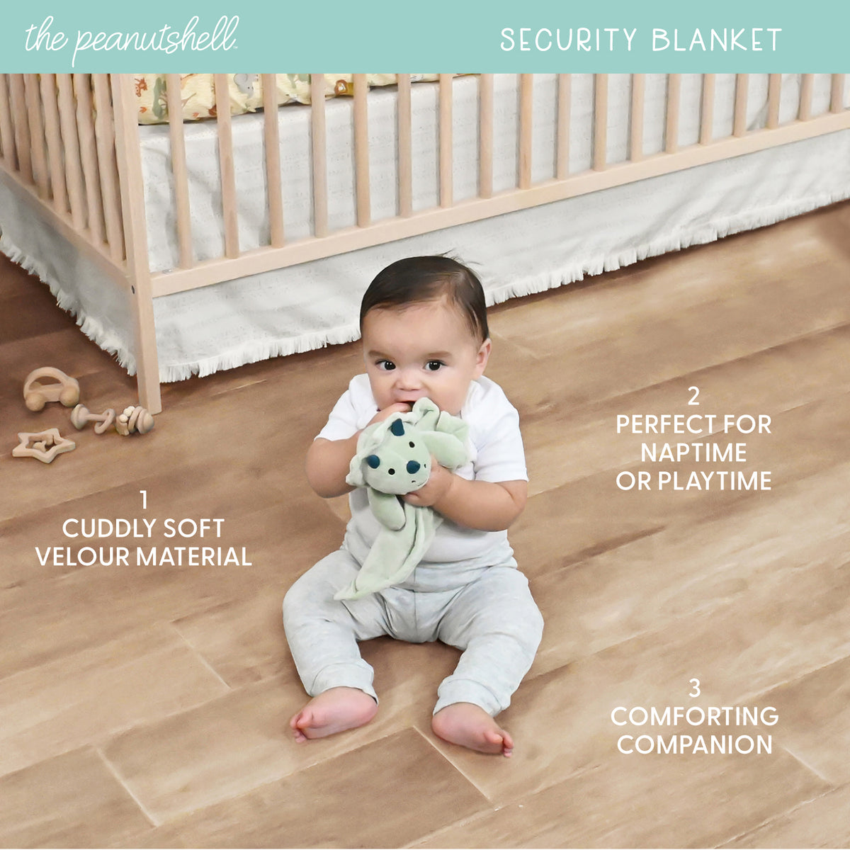 Dino 4-Piece Tummy Time Mat and Security Blanket Crib Bedding Set Farallon Brands