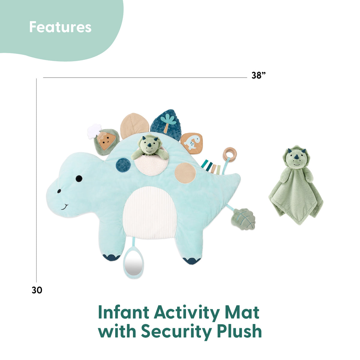 Tummy Time Mat and Baby Lovey Security Blanket - Dinosaur The Peanutshell