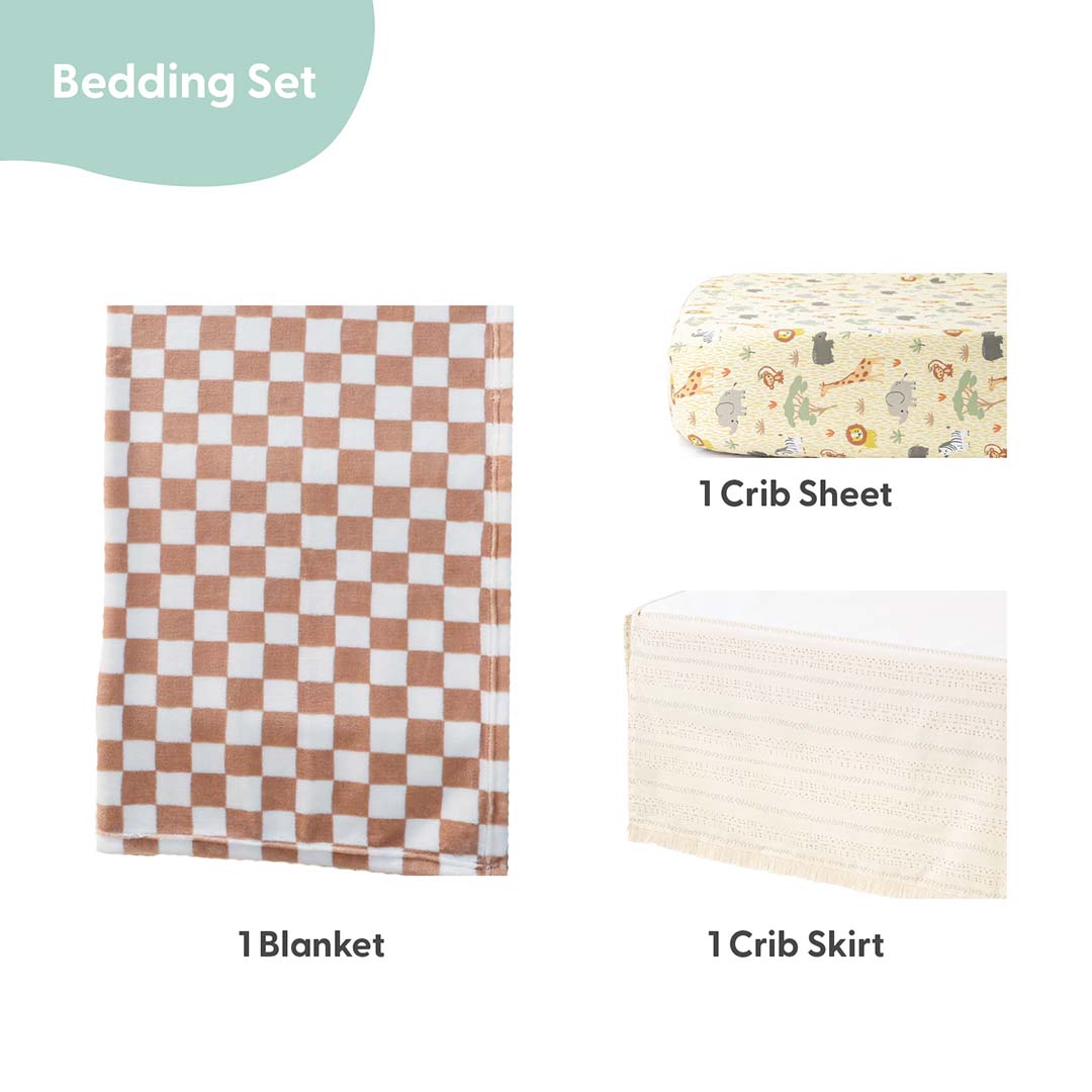 Elephant Safari 3-Piece Crib Bedding Set The Peanutshell