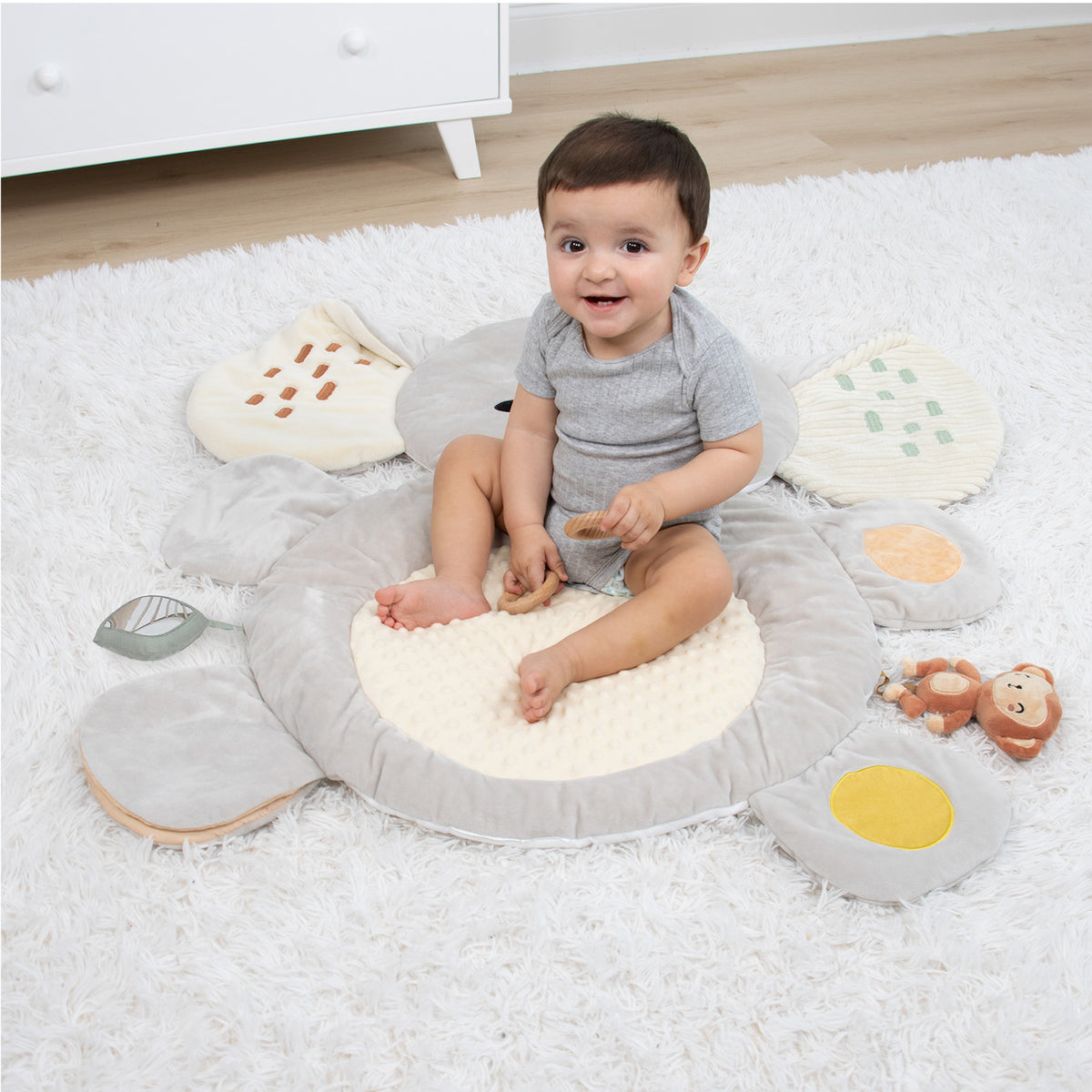 Tummy Time Mat and Baby Lovey Security Blanket- Safari Elephant The Peanutshell