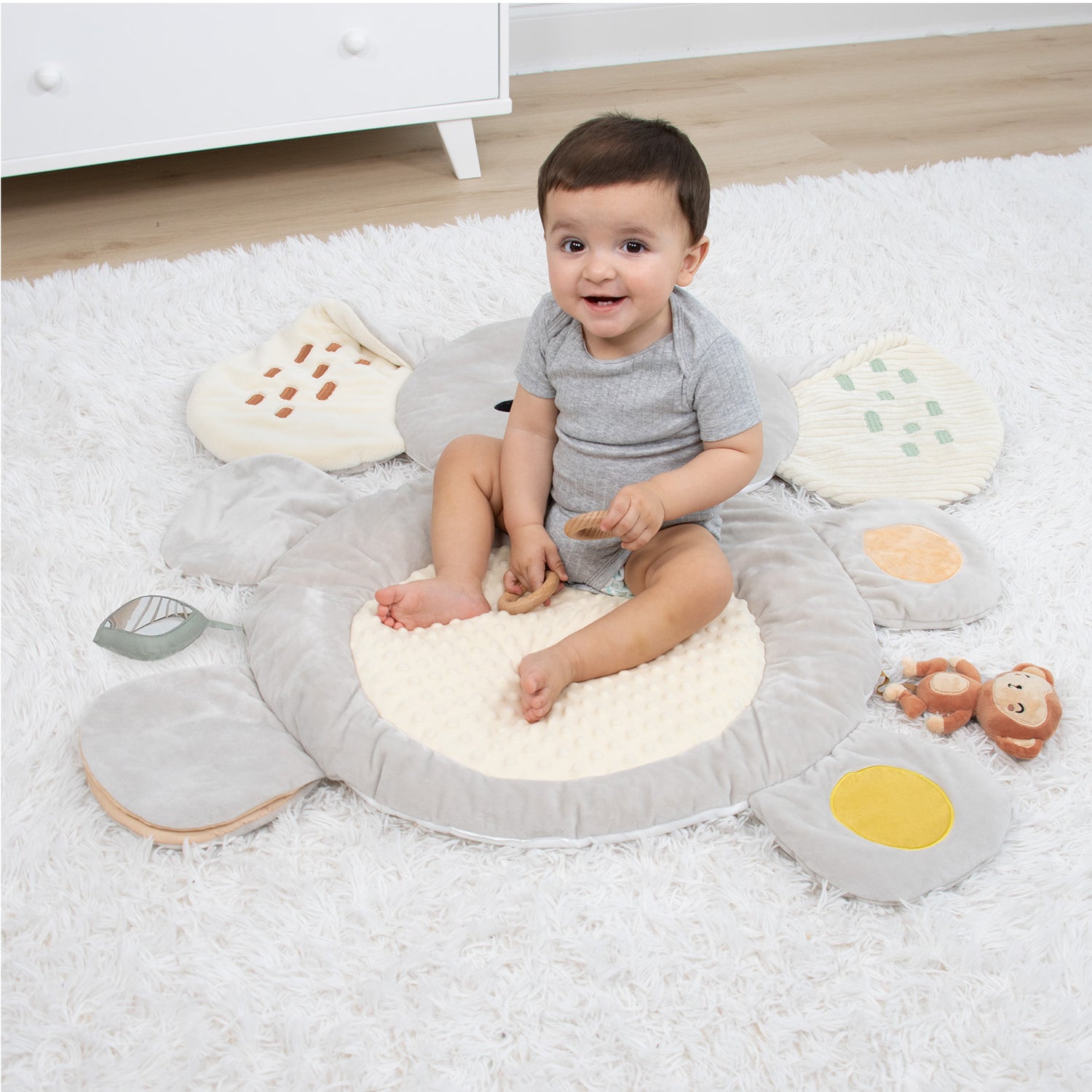 Tummy Time Mat and Baby Lovey Security Blanket- Safari Elephant The Peanutshell