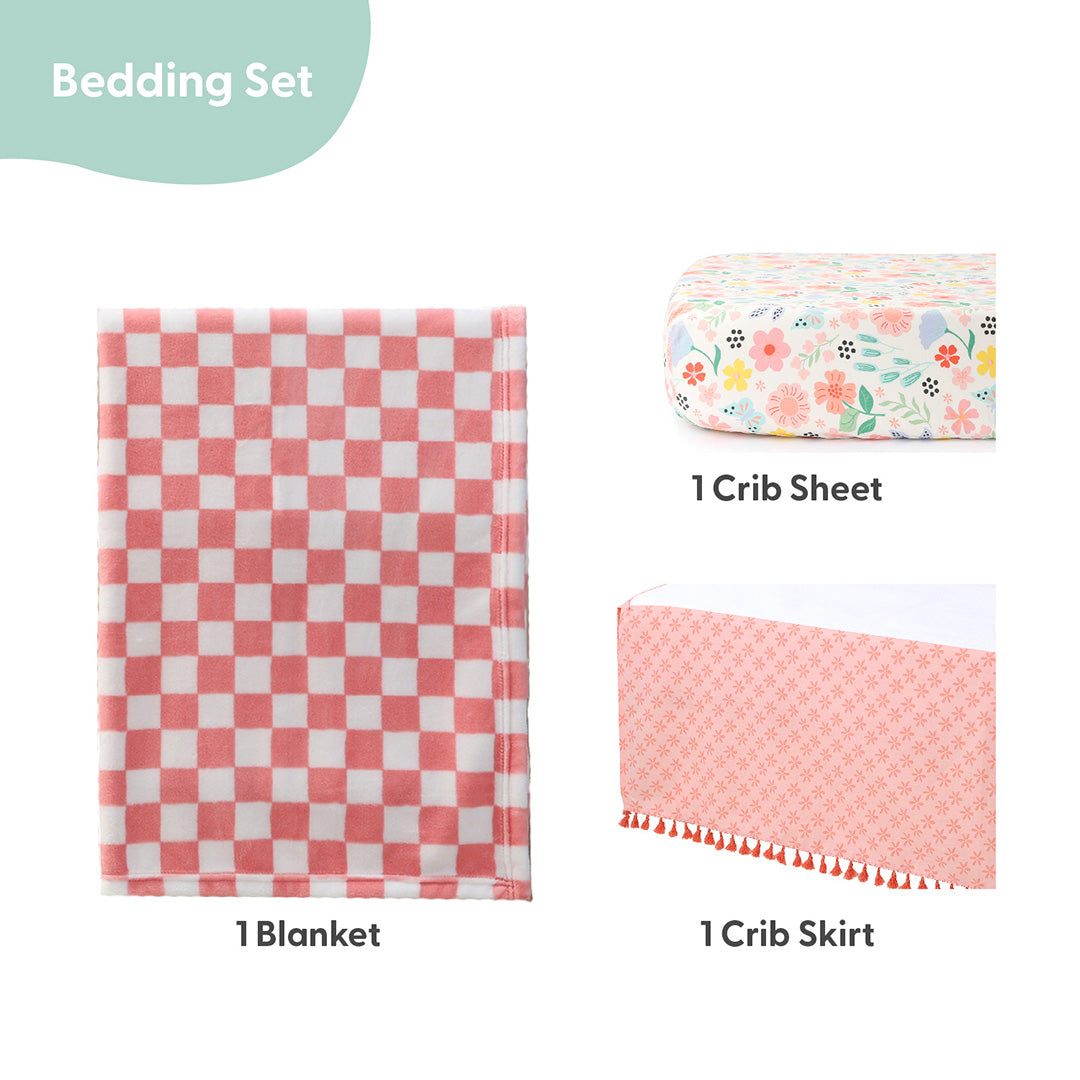 Wildflower Boho Floral 3-Piece Crib Bedding Set The Peanutshell