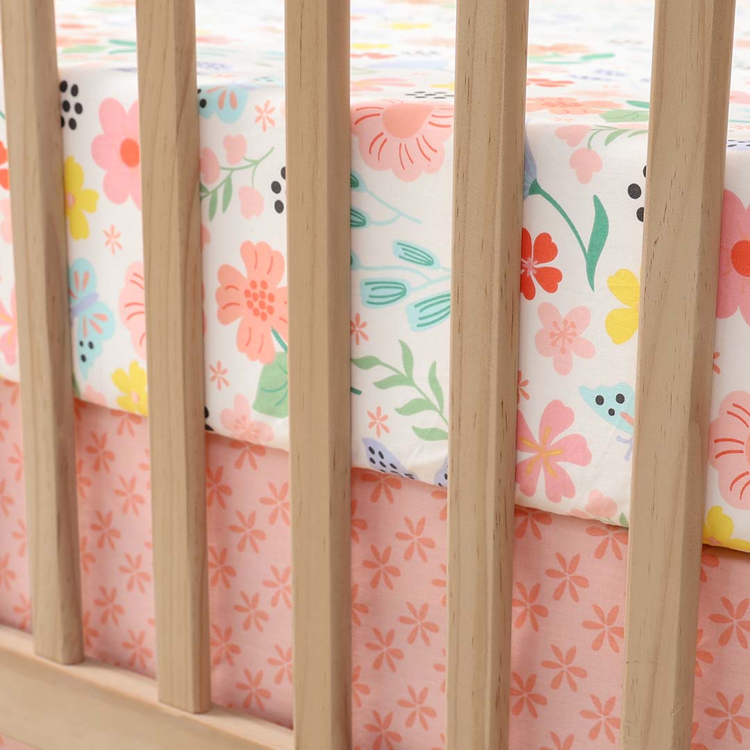 Wildflower Boho Floral 3-Piece Crib Bedding Set The Peanutshell