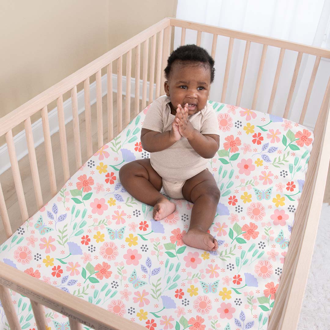 Wildflower Boho Floral 3-Piece Crib Bedding Set The Peanutshell