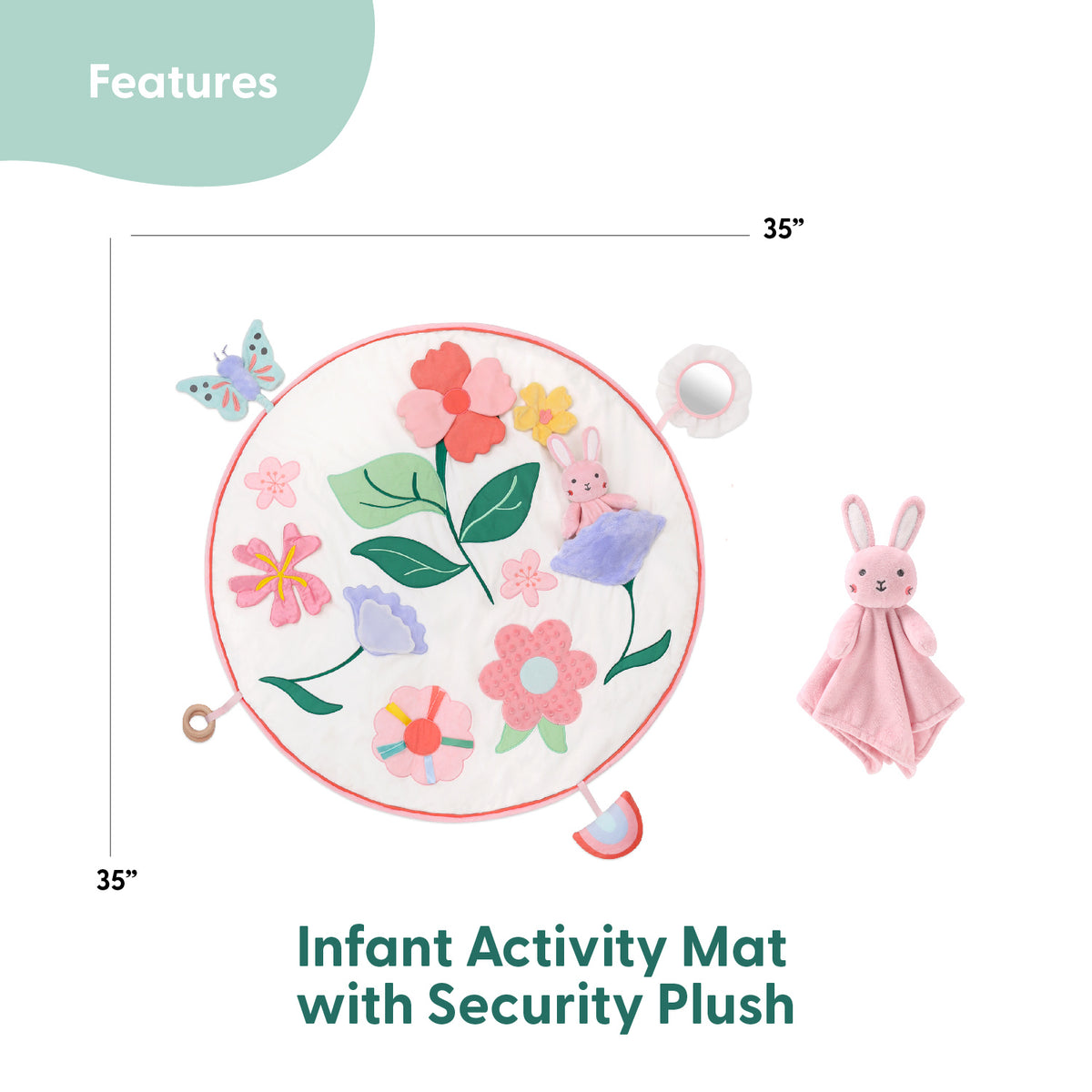 Tummy Time Mat and Baby Lovey Security Blanket - Pink Floral Farallon Brands