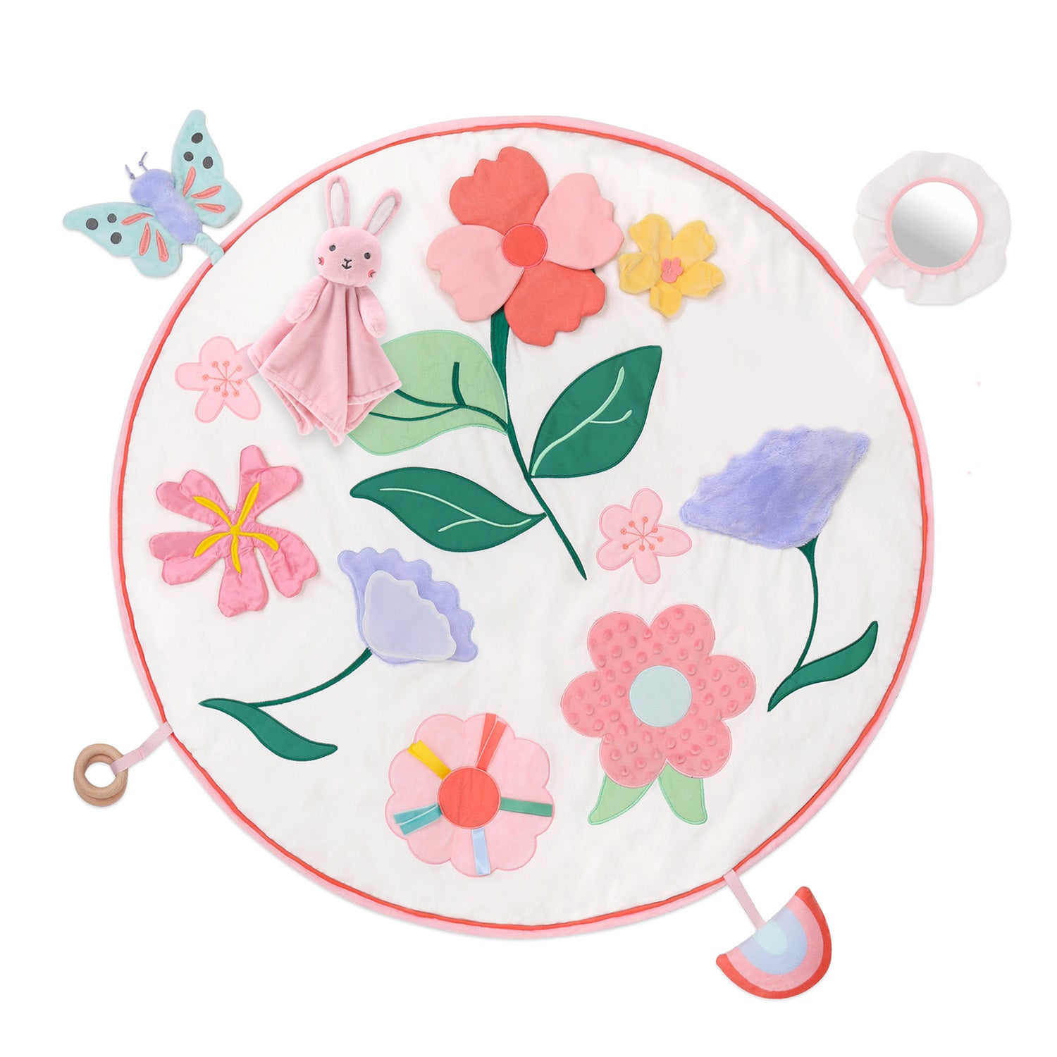 Tummy Time Mat and Baby Lovey Security Blanket - Pink Floral Farallon Brands